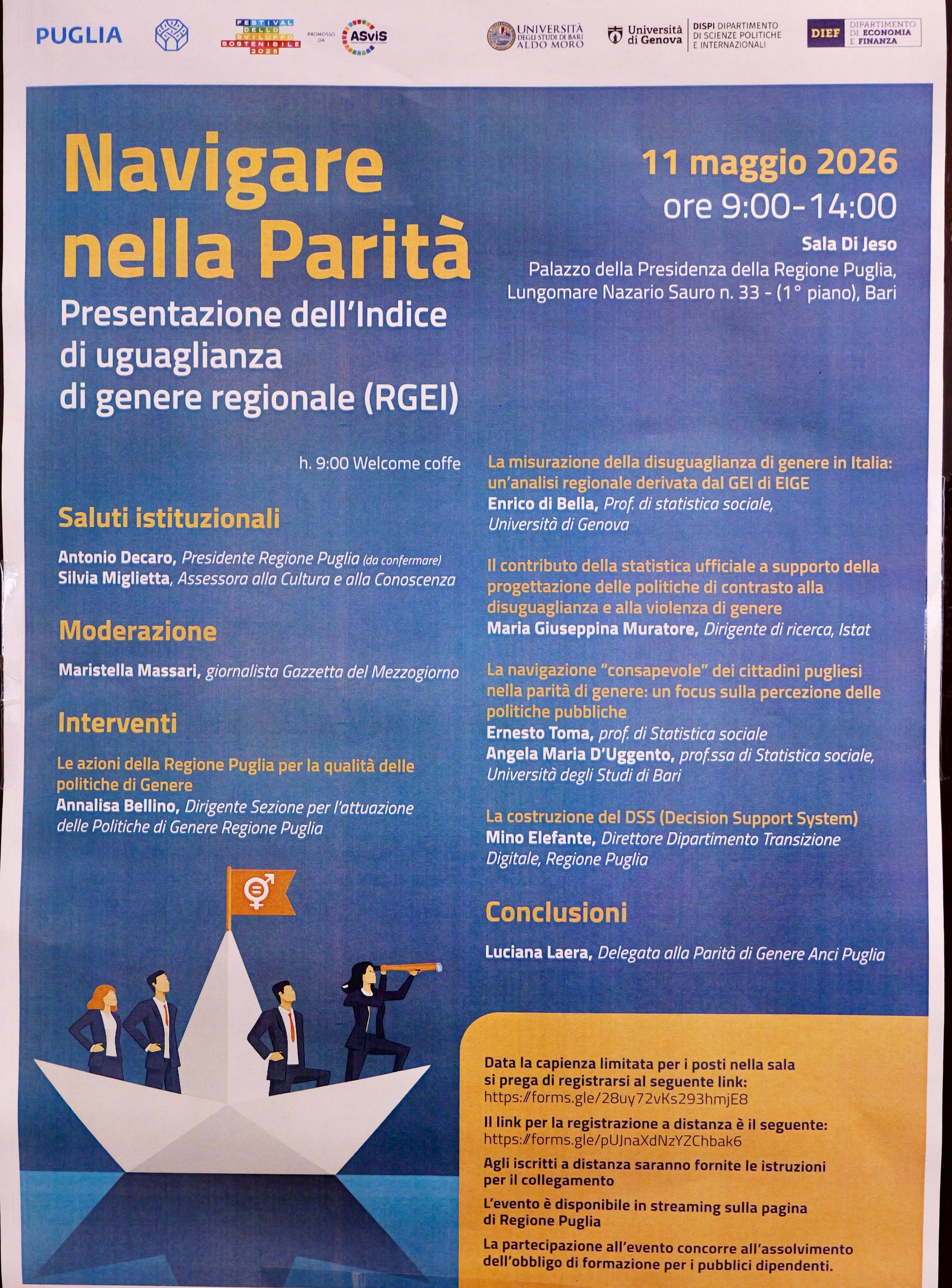 Galleria Presentato il cruscotto “Navigare nella Parità” per misurare l’uguaglianza di genere: Puglia prima regione del Sud per riduzione dei divari - Diapositiva 2 di 5